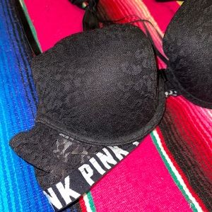 Tshirt bra PINK VS black cheetah leopard 36B
